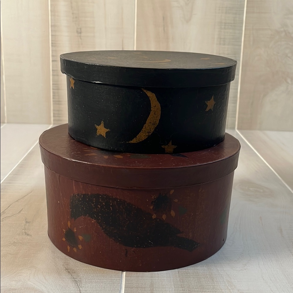 Decorative Vintage Black and Brown Starry Night Boxes